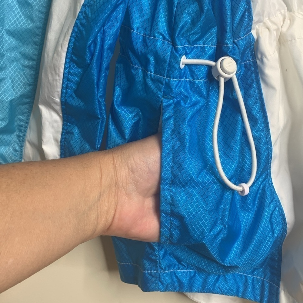 Nike | Vintage Blue White Oversized Classic Swoosh Windbreaker Jacket L 12/14 - Picture 10 of 17